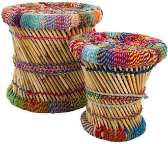Wanderlust Deco Wanderlust Deco - Set 2 taburetes de bambú multicolor