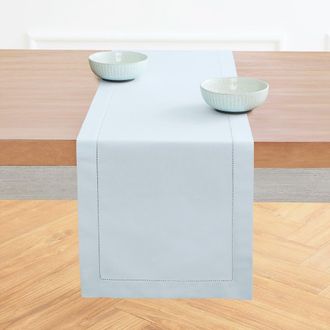 Solino Home Cotton Linen Hemstitch Table Runner for Dining Table, Holiday and Everyday Table Decor in Light Blue at Nordstrom, Size Xx-Small