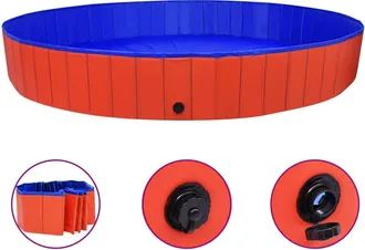 vidaXL Piscina Plegable Para Perros Vidaxl, Color Rojo, 300x40 Cm, Pvc