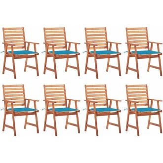 vidaXL Vidaxl - Sillas Comedor De Jard&iacute;n Y Cojines 8 Uds Madera Maciza Acacia