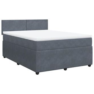 vidaXL Cama Box Spring Con Colch&oacute;n Terciopelo Gris Oscuro 140x200 Cm Vidaxl