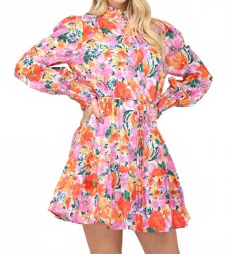 Fate Floral Button Front Dress In Multi