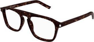 Saint Laurent Stijlvolle Havana Transpa Bril SL 157 - Heren - Brillen - Bruin - 52 MM - Accessoires
