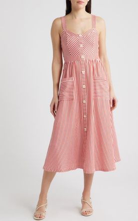 ZOE AND CLAIRE Stripe Patch Pocket Sundress in Red at Nordstrom, Size X-Large