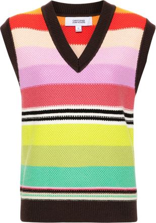 Christopher John Rogers Multicolour Striped Wool Knitted Vest - Womens - Wool