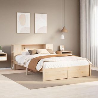 vidaXL Cama Con Estanter&iacute;a Sin Colch&oacute;n Madera Maciza De Pino 140x190cm Vidaxl