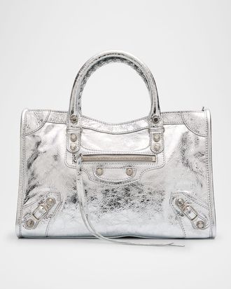 Balenciaga Le City Small Metallic Leather Shoulder Bag
