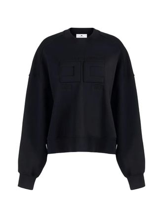 Elisabetta Franchi Sweater met logo-reli&euml;f - Zwart