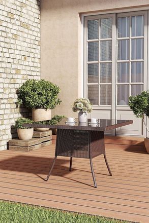 Living and Home Square Wicker Garden Dining Table With Parasol Hole