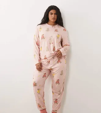 Chelsea Peers Curve - Pigiama a maniche lunghe rosa con stampa di orsetti