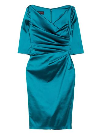 Talbot Runhof V-neck cocktail dress - women - Polyamide/Elastane/Acetate - 40 - Blue