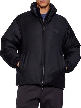 Emporio Armani Reversible Wool-Blend Twill Down Jacket - Heren - Winterjassen - Zwart - XL - Wol - Jassen