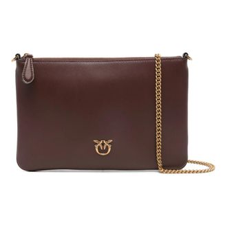Pinko Classic Flat Love Bag - Dames - Schoudertassen - Rood - ONE Size - Katoen - Tassen