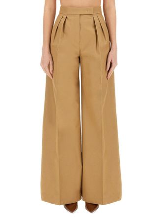 Max Mara Womens Wide Leg Pants - Tan Cotton - Size EU 42 (Womens)