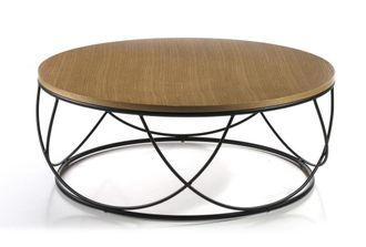 Pondecor Interiorismo Mesa de centro Tampere patas met&aacute;licas negras y MDF chapado roble