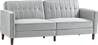 HOMCOM Sofa Futon Velvet Touch Tufted Couch Compact Loveseat Sleeper Sofa Bed