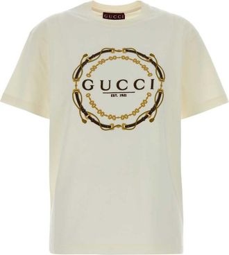 Gucci Off White Crew Neck Graphic Logo T-Shirt