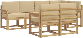 vidaXL Conjunto De Sof&aacute;s De Exterior 7 Uds. Y Beige Poli&eacute;ster Vidaxl