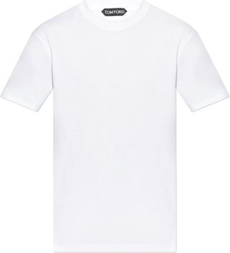 Tom Ford Tops, Heren, Wit, XL, Katoen, T-shirt met ronde hals