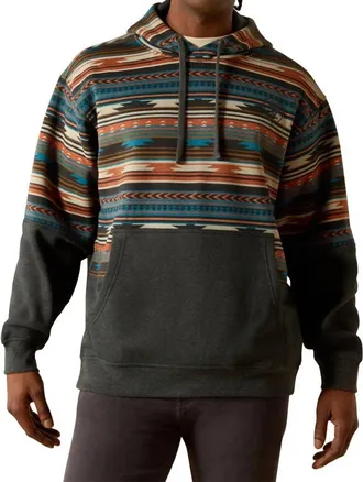 Ariat Mens Color Block Hoodie In Rust Serape