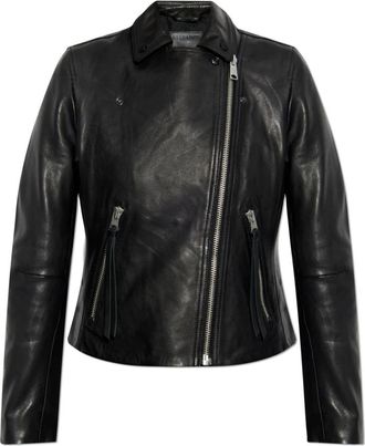 AllSaints Leren jas Dalby - Dames - Leren en Su&egrave;de Jassen - Zwart - XL - Leer - Jassen