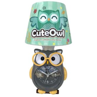 Trade Shop Trade Shop - Lampada Da Scrivania Con Orologio Integrato A Forma Di Gufo Stanza Bambini 13x26cm