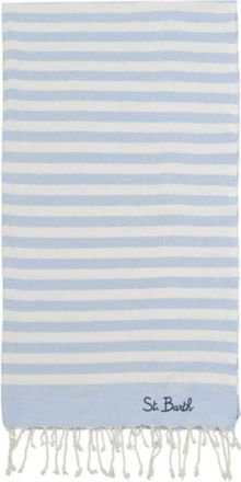 MC2 Saint Barth Home, unisex, Blauw, ONE Size, Gestreepte strandhanddoek in hemelsblauw
