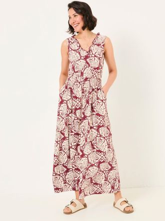 Fat Face FatFace Ellie Burgundy Red Mono Shells Jersey Maxi Dress