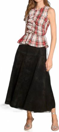 Hunter Bell Ida Skirt In Noir Suede