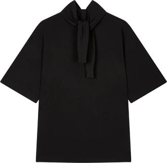 STUDIO TOMBOY tie-neck short-sleeve top - Black