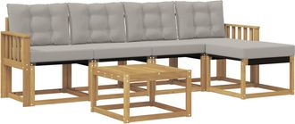 vidaXL Conjunto De Sof&aacute;s De Exterior 6 Uds. Blanco Y Gris Claro Vidaxl