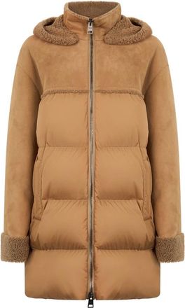 Herno Gewatteerde jas met capuchon - Dames - Winterjassen - Bruin - XL - Leer - Jassen