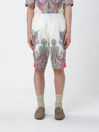 Etro Tailored Linen Shorts with Paisley Print