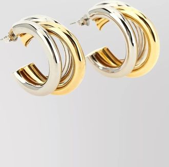 Paco Rabanne dual tone polished triple hoop earrings