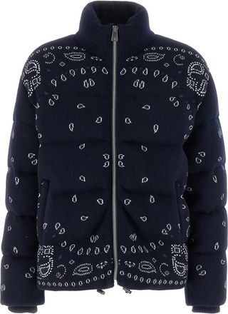 Alanui Bandana Jacquard Puffer Jacket - Heren - Gewatteerde jassen - Blauw - M - Wol - Jassen