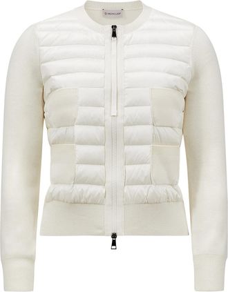 Moncler Moncler Padded Wool Zip-up Cardigan, Women, White, Size: Xl