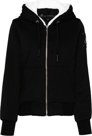 Moose Knuckles Zwarte Katoenen Jas met Nepbont Afwerking - Dames - Vesten met rits - Zwart - S - Katoen - Hoodies & sweatvesten