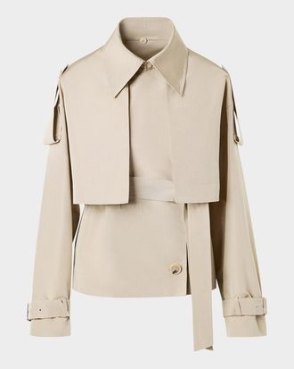 Akris David Duo Ottoman Silk Duo Trench Coat With Bolero