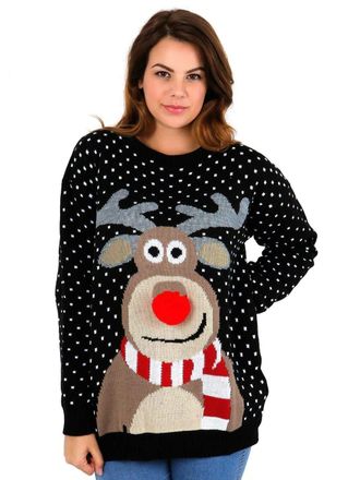 ZEE FASHION Fast Fashion Womens Jumper Animal Print Long Sleeve Jumper - Black - Large