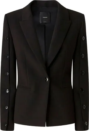 Pinko Tailored Black Jacket With Single-Button Closure And Decorative Sleeve Buttons