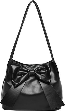 Generic Shoulder Bags PU Bucket Bag Spacious Sling Bag Cute for Women Daily(Black) (Black)