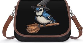 Generic Blue Jay Witch Womens Crossbody Bag Fashion Shoulder Handbags Message Tote Bag with Adjustable Strap