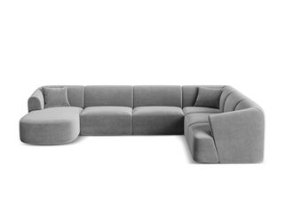 Cosmopolitan Design Sof&aacute; esquinero modular panor&aacute;mico izquierdo 7 plazas terciopelo gris