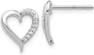 Diamond2Deal 14k Gold 1/10 Ct Lab Grown Diamond Heart Stud Earrings