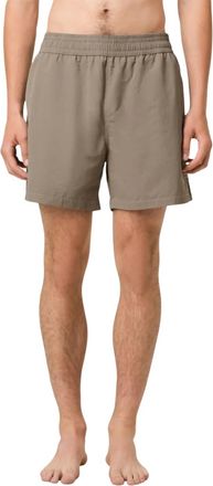 Ami Embroidered Swim Beach Shorts In Ash