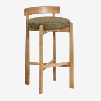 Sklum Sklum - Taburete Alto En Madera De Roble Y Tapizado Manila