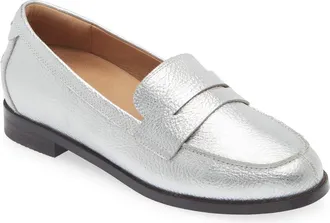 FRANKiE4 Franklin Penny Loafer in Silver Tumbled at Nordstrom, Size 11