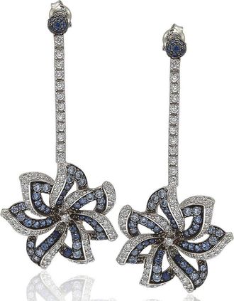 Suzy Levian Sapphire and Diamond Accent in Sterling Silver Earrings