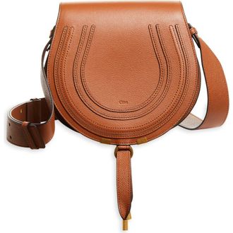Chlo&eacute; Large Marcie Leather Crossbody Bag in 25M Tan at Nordstrom
