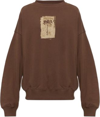 Palm Angels Katoenen sweatshirt met print - Heren - Sweatshirts & Hoodies - Bruin - Maat: XL Katoen